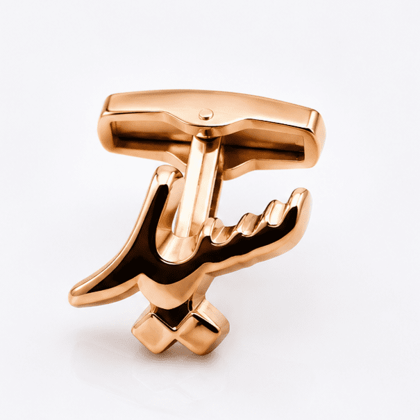 Premium Syed gold cufflinks for men with Arabic initial design closeup