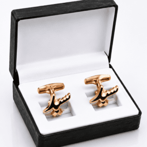 Premium Syed gold cufflinks for men with Arabic initial design in box