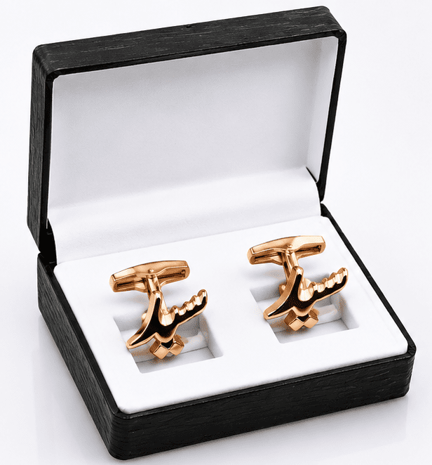 Premium Syed gold cufflinks for men with Arabic initial design in box
