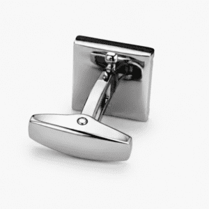 black cufflinks for men with square luxury designer silver edge design mechanism backshot