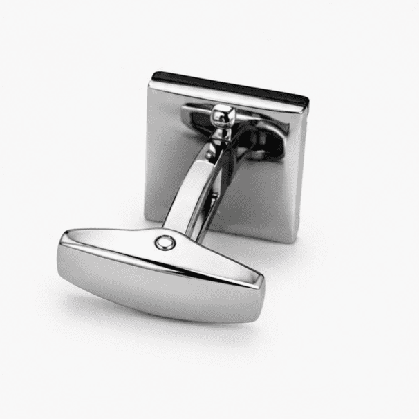 black cufflinks for men with square luxury designer silver edge design mechanism backshot