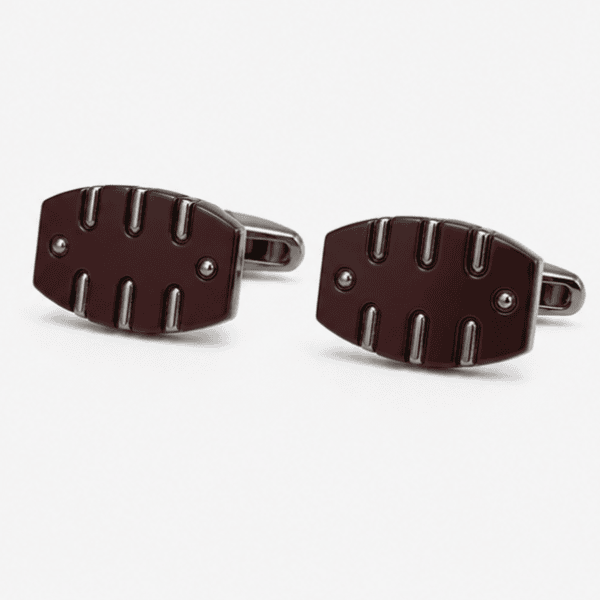 Pair of Burgundy Industrial Formal Cufflinks for Men's French Cuff Shirts