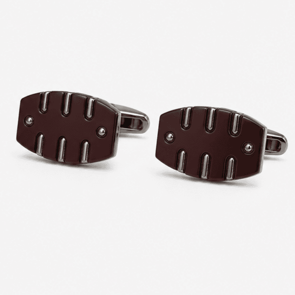 Pair of Burgundy Industrial Formal Cufflinks for Men's French Cuff Shirts