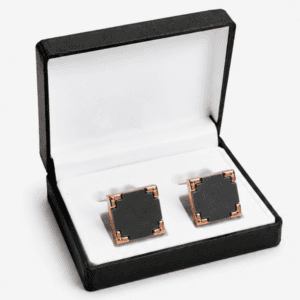 Rose Gold Square Cufflinks with Matte Gunmetal Center for Men by Cufflinkk