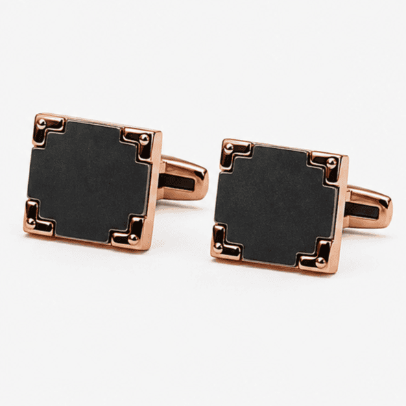 Pair of Rose Gold Square Formal Cufflinks for Men's French Cuff Shirts