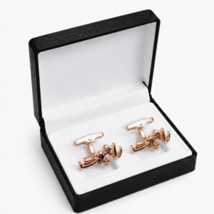 Pair of Rajput rose gold Urdu cufflinks for groom and wedding wear