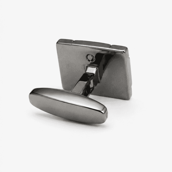 Rear Bullet Back Toggle of Premium Gunmetal Square Cufflinks