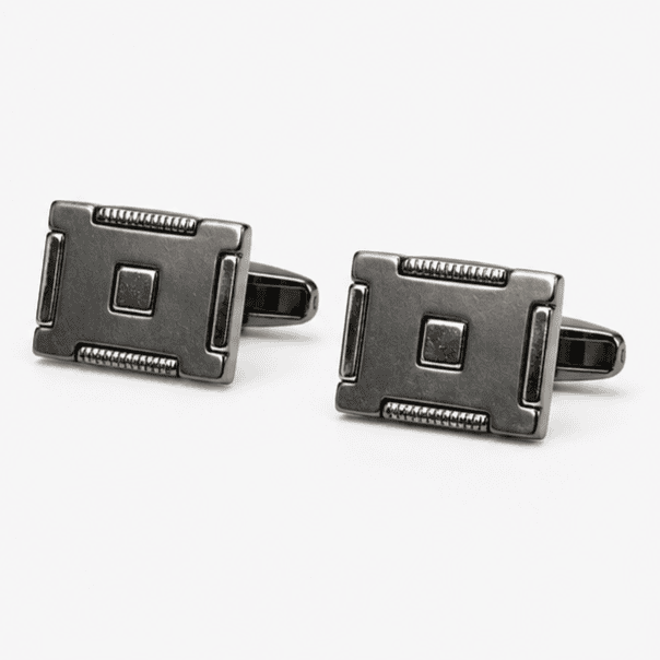 Pair of Gunmetal Square Formal Cufflinks for Men's French Cuff Shirts