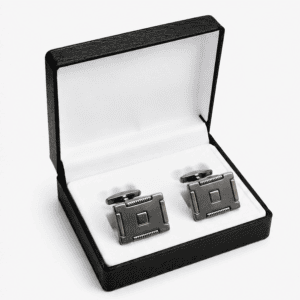 Gunmetal Square Industrial Cufflinks for Men with Brushed Finish by Cufflinkk