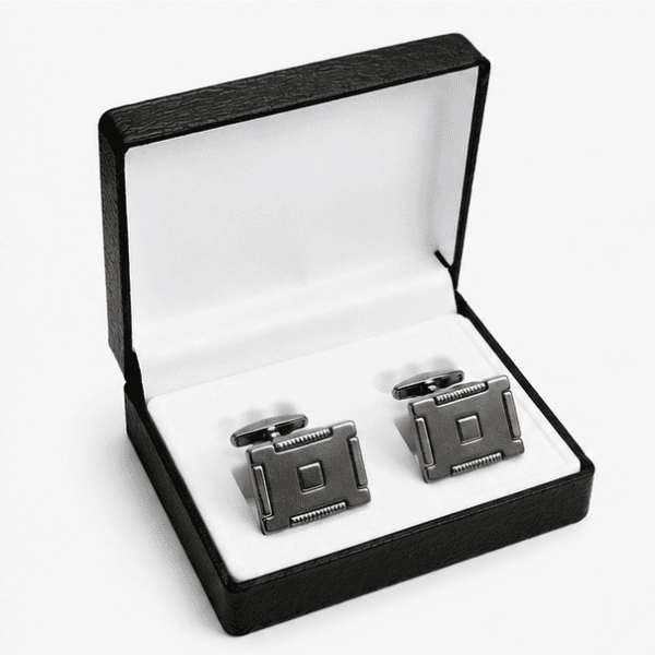 Gunmetal Square Industrial Cufflinks for Men with Brushed Finish by Cufflinkk