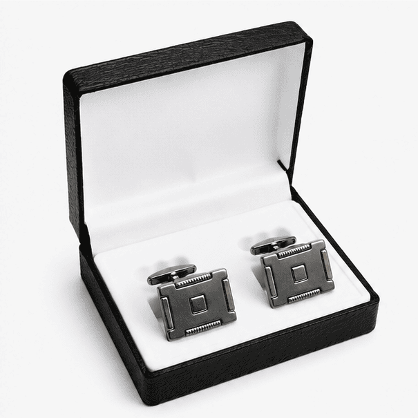 Gunmetal Square Industrial Cufflinks for Men with Brushed Finish by Cufflinkk
